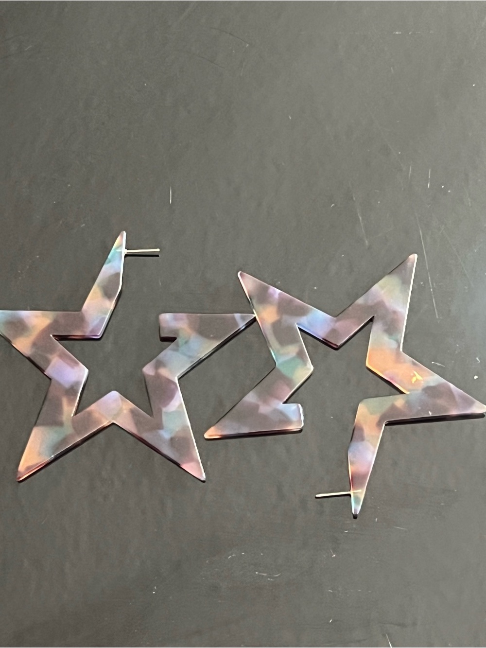 Iridiscent Star Hoop Earrings - Multicolor